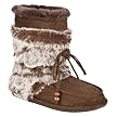 Women's Coral Faux Fur Bootie Slippers - Brown