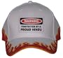 PROTECTED BY A PROUD HINDU Orange Flame Hat / Baseball Cap