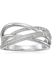 10k White Gold Diamond Crisscross Ring (1/10cttw, I-J Color, I2-I3 Clarity), Size 7