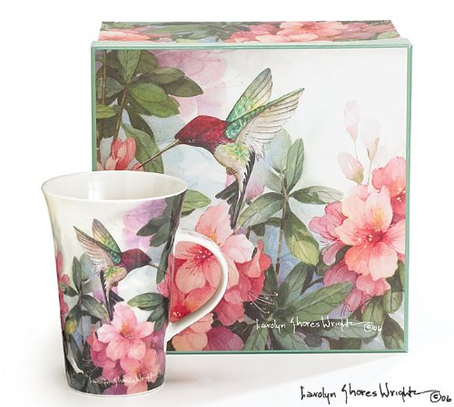 Set Of 4 Hummingbird And Azalea Porcelain Mugs Designed By Artist Carolyn Shores Wright On Sale