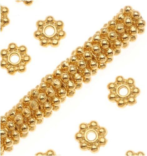 DUMAN Fine Bright 18K Gold Plated Pewter Daisy Spacer Beads 4mm (50pcs)