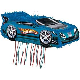 Hot Wheels Shaped 18in x 6in Pull String Pinata by Factory Card and Party Outlet