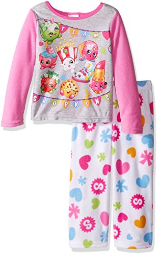Shopkins Girls' Big Girls' 2-Piece Fleece Pajama Set, Pink, 10
