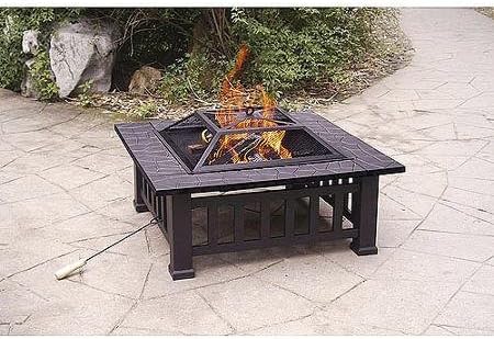 Sturdy Rust-resistant Powder-coated Finish 32" Alhambra Fire Pit with Cover, Black