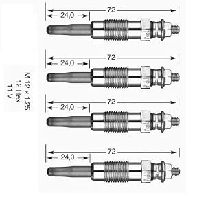 Bougies De Préchauffage Twowinds - Lot De 4 - Compatible BMW, Citroën, Peugeot - 11V, M12x1,25