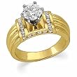 18K Yellow Gold Diamond Engagement Ring Semimount - CENTER STONE NOT INCLUDED - 0.40 Ct.