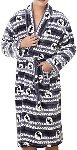 ESH Men's Plaid Print House Robe Soft Fleece A