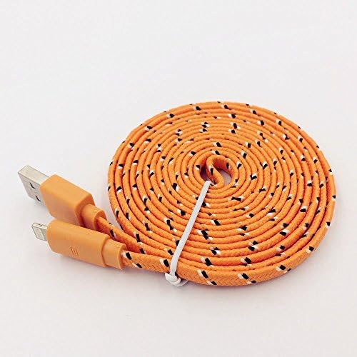 Vlove®1 Pcs 8pin to USB Extended Extra Long Noodle Flat Data Sync and Charing cable Charger Power Cord Wire Multi Color for iPhone 5 5s 5C iPhone 6 iPhone 6 plus iPod Touch Nano 7th Gen (orange)