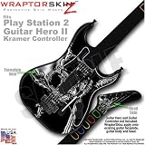 PS2 Guitar Hero II ( 2 ) Kramer Guitar Chrome Skull on Black WraptorSkinz TM Faceplate Skin by TuneTattooz TM