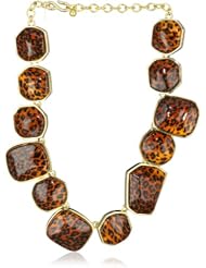 Kenneth Jay Lane Polished Gold and Leopard Print Necklace