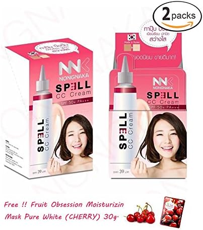 2 Boxes NNK NONGNAKA SPELL CC Cream SPF50+ PA+++ [Free Ceramine UV Line Ginkgo Plus Whitening Cream 8.50ml.]