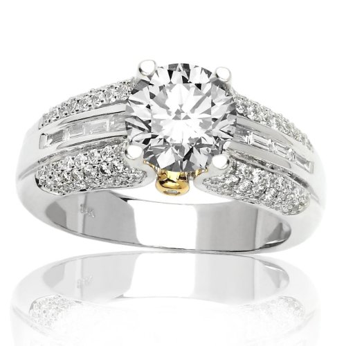 Channel Set Baguettes And Prong Set Round Diamonds Engagement Ring with a 0.75 Carat I J VS2 SI1 Round Cut Un Certified Center Stone and 0.65 Carats of Side Diamonds (1.4 Cttw) 51s1rFMFWDL Channel Set Baguettes And Prong Set Round Diamonds Engagement Ring with a 0.75 Carat I J VS2 SI1 Round Cut Un Certified Center Stone and 0.65 Carats of Side Diamonds (1.4 Cttw)