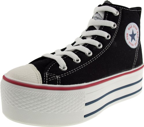 Maxstar Women's C50 7 Holes Zipper Platform Canvas High Top Neon Sneakers