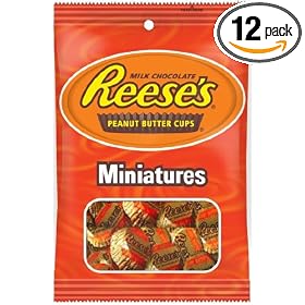 Reese's Peanut Butter Cups Miniatures, 5.3-Ounce Bags (Pack of 12)
