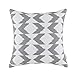 CaliTime Canvas Throw Pillow Cover Case for Couch Sofa Home Decoration Ikat Malposed Zigzag Chevron Geometric 18 X 18 Inches Gray