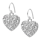 Fossil Earrings - Pave Crystal Heart (Color: Silver)