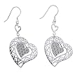 Sterling Silver Triple Heart Dangle Earrings