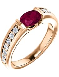 14K Rose Gold 7.00x5.00mm Oval Cut Rhodolite Garnet and Diamond Ring -- LIFETIME WARRANTY