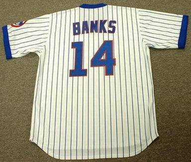 ERNIE BANKS Chicago Cubs Majestic Cooperstown THROWBACK Home Baseball Jersey, MEDIUM