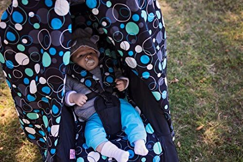Bambella Designs Blue Circles Pram Liner with Free Strap Covers