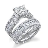 6.50 Ct Princess Diamond Classic Matching Engagement Anniversary Bridal Set Ring Set 14k Gold Center 3.00 Carat D VS2-SI1