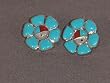 Sleeping Beauty Turquoise Inlaid Gods Eye Sterling Silver Post Earrings - ER-0056