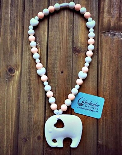 Elephant Teething Necklace for Mom - Silicone Teething Necklace - Chew Beads - Nursing Necklace - New Mom Gift - Baby Shower Gift - BPA Free