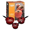Le Creuset Cast Iron Saucepan Set, Cerise, 3 Piece