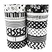 MOEUP 12pcs Black and White Washi Masking Tape Collage DIY (Mustern AFDR01)