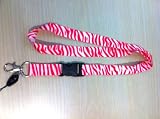 Zebra Pink/white Lanyard Key Chain Holder