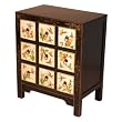 Handmade Asian Furniture - 31" Black & White Painted Chinese Medicine / Storage Cabinet - 9-Drawer