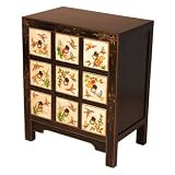 EXP Handmade Asian furniture-31" Black & White Painted Chinese Medicine / Storage Cabinet - 9-Drawer