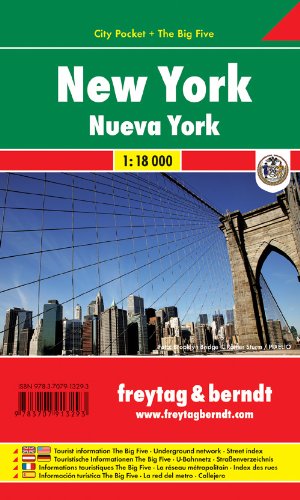 Freytag-Berndt und Artaria KG Freytag Berndt Stadtpl&auml;ne, New York, City Pocket + The Big Five, wasserfest - Ma&szlig;stab 1:18 000