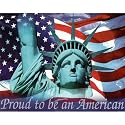 Professionally Framed Mitchell Funk Proud To Be an American Statue of Liberty and Flag Art Print Poster - 16x20 with RichAndFramous Black Wood Frame