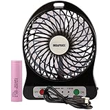 iMBAPrice&reg; 4-inch Vanes 3 Speeds Portable Mini USB Rechargeable Desktop Fan wih LED Light