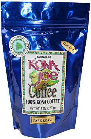 Kona Joe Coffee Kainaliu Dark Roast, Ground, 8-Ounce Bag