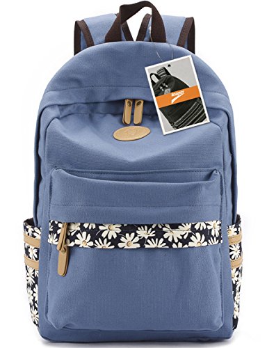 Leaper Casual Style Canvas Laptop Backpack School Bag Travel Daypack Handbag with Laptop Lining (Light Blue)