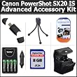Advanced Accessory Kit For Canon PowerShot SX20IS SX20 IS 12.1MP Digital Camera Includes 8GB High Speed SD Memory card + USB 2.0 High Speed Card Reader + 4 AA High Capacity Rechargeable NIMH Batteries And AC/DC Rapid Charger + Deluxe Case + LCD Screen P