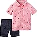 Carter's Baby Boys 2-Piece Polo & Short Set, Pink, 9 Months