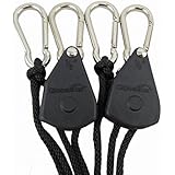 Global Star&reg; Gs-hanger02 1/8" Grow Light Heavy Duty Adjustable Grow Light Ratchet Rope Hanger(one Pair)improved Silver-painted Metal Internal Gears