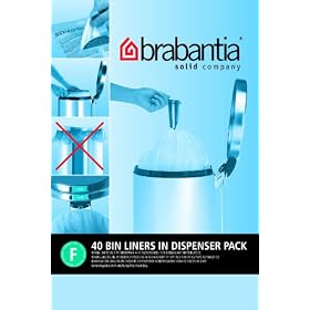 Brabantia Smartfix Bin Liners, Size F, 20 Litre Slimline, 40 Bag Dispenser Pack