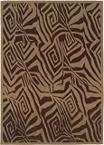 8 x 10 Area Rug Chocolate Zebra Pattern in Beige Color