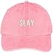 Trendy Apparel Shop Slay Embroidered Cotton Adjustable Washed Cap - Pink