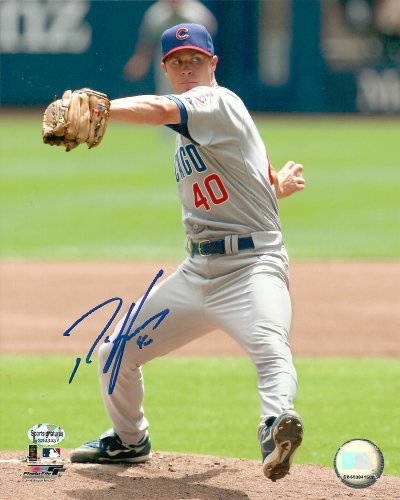Rich Harden Signed Chicago Cubs Road Action 8x10 Photo