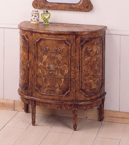 Brown Finish 3 Drawers Entry Way Accent Bombe Storage Chest