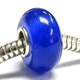 Free S/H Sterling Silver ROUND Ocean Sapphire Blue CAT Opal EYE Bead for Pandora European Charm Bracelets