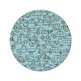 not Neutral Transport 6-Foot Round Rug, Sable/Ozone Blue