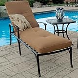 Willowbrook Cast Aluminum Outdoor Chaise Lounge Chair with Seat Cushion
