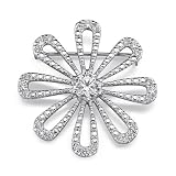 Dazzling Daisy: Sterling Silver Designer Inspired Vintage Style Daisy Brooch with CZ Diamond