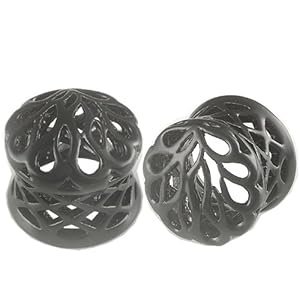 9/16 inch 14mm - Black Alloy Double Flared Flare Ear Large Gauge Plugs Flesh Tunnels Earlets CVMI - Ear stretched Stretching Expanders Stretchers - Pierced Body Piercing Jewellery BKT-023 - Sold as a Pair